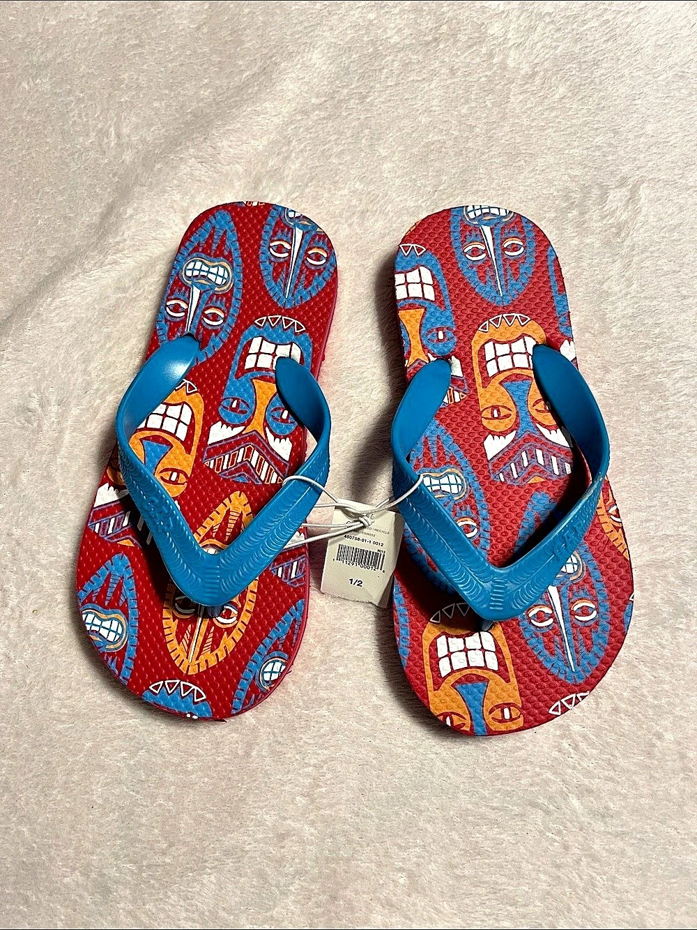 GAP Printed Flip Flops in Red & Blue NWT